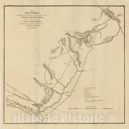 Historic Map : Part of New Jersey, embracing Trenton & Princeton;, 1816, Henry Schenk Tanner, Vintage Wall Art