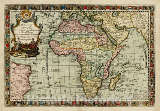 Historic Map : L'Afrique Dressee Sur les Relations and nouvelles decouvertes de Differns Voyageurs, 1766, 1766, Louis Charles Desnos, Vintage Wall Art