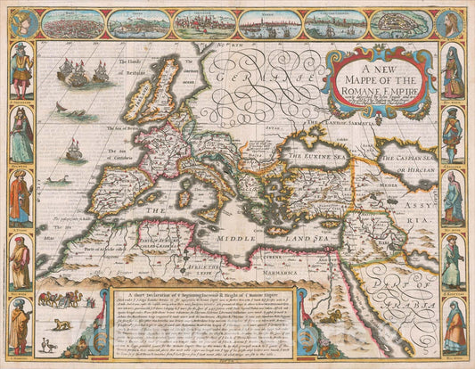 Historic Map : A New Mappe Of The Romane Empire, 1626, 1676, John Speed, Vintage Wall Art