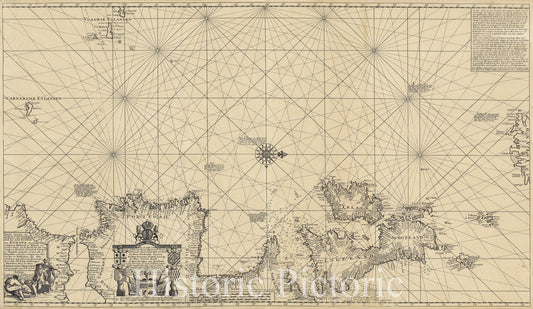 Western European Sea Coasts from Calais to Iceland - Nautical Chart Print