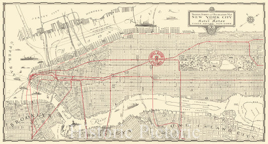 Manhattan - Transit and Recreation Map, 1930 circa | Historical Print