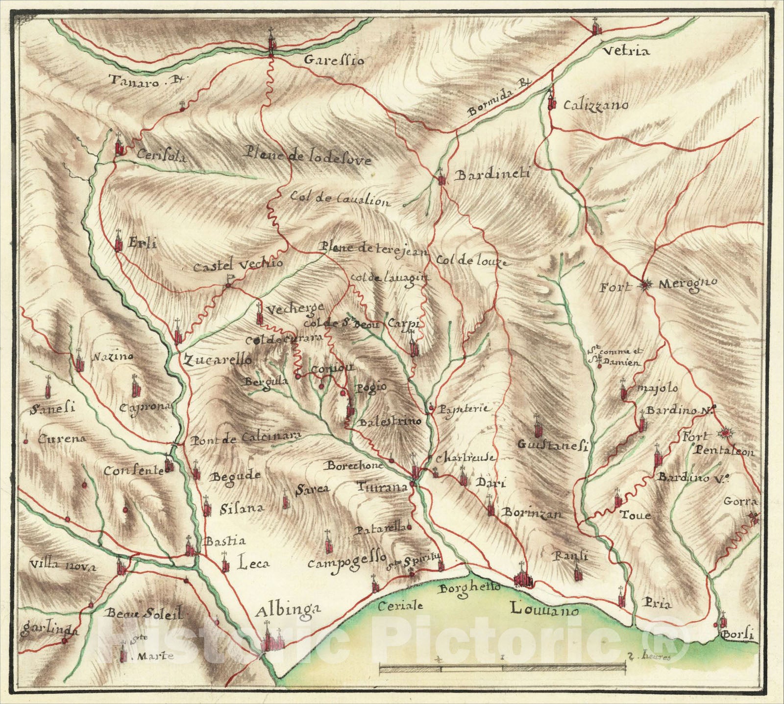 Historic Map : [Savona Province and Environs], c1745, Anonymous, Vintage Wall Art