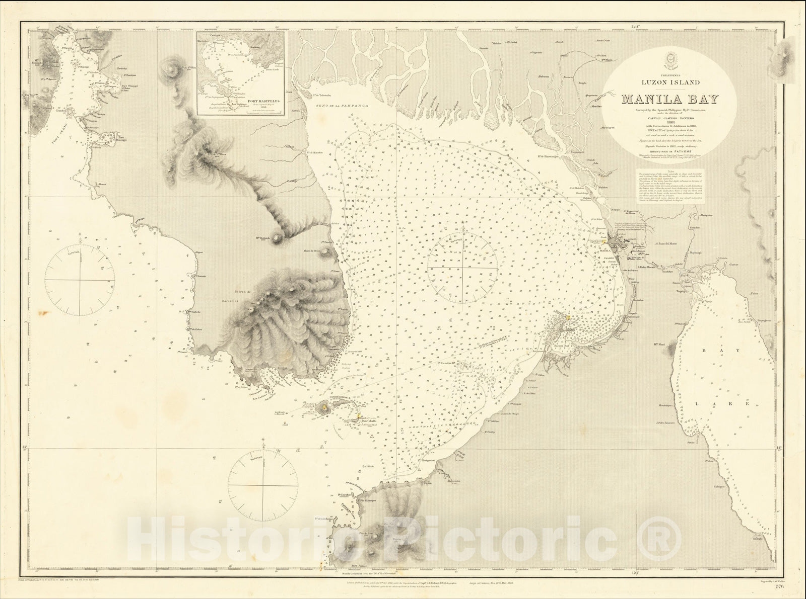 Historic Map : Luzon Island -- Manila Bay, 1885, British Admiralty, Vintage Wall Art
