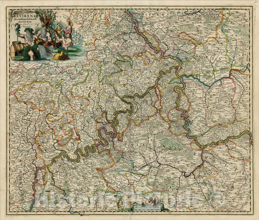 Historic Map : Archipiscopatus Trevirensis Recentissima Delinatio Auct. I de Ram, c1685, , Vintage Wall Art
