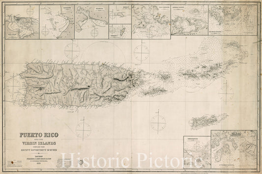 Historic Map : Puerto Rico and the Virgin Islands, 1873, James Imray & Son, Vintage Wall Art