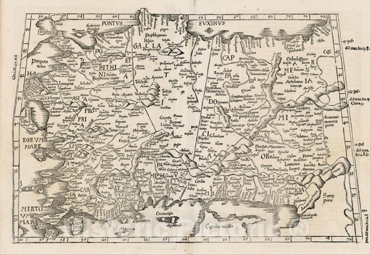 Historic Map : Tabula I Asiae [Title On Verso] [Shows Cyprus], 1535, , Vintage Wall Art
