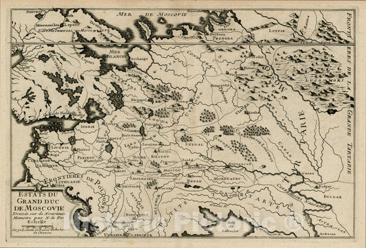 Historic Map : Estats Du Grand Duc De Moscovie , 1705, Nicolas de Fer, Vintage Wall Art