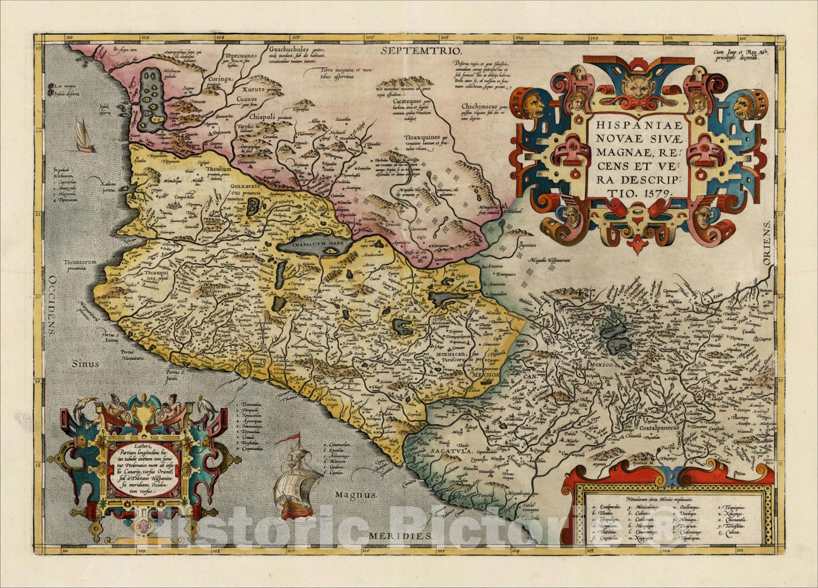 Historic Map : Hispaniae Novae Sivae Magnae Recens Et Vera Descriptio 1579, 1608, , Vintage Wall Art