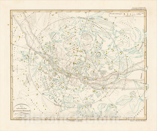 Historic Map : Der Nordliche gestirnte Himmel, c1850, Adolf Stieler, Vintage Wall Art