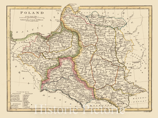 Poland - Regional Division Map, 1814 | Historical Map Print