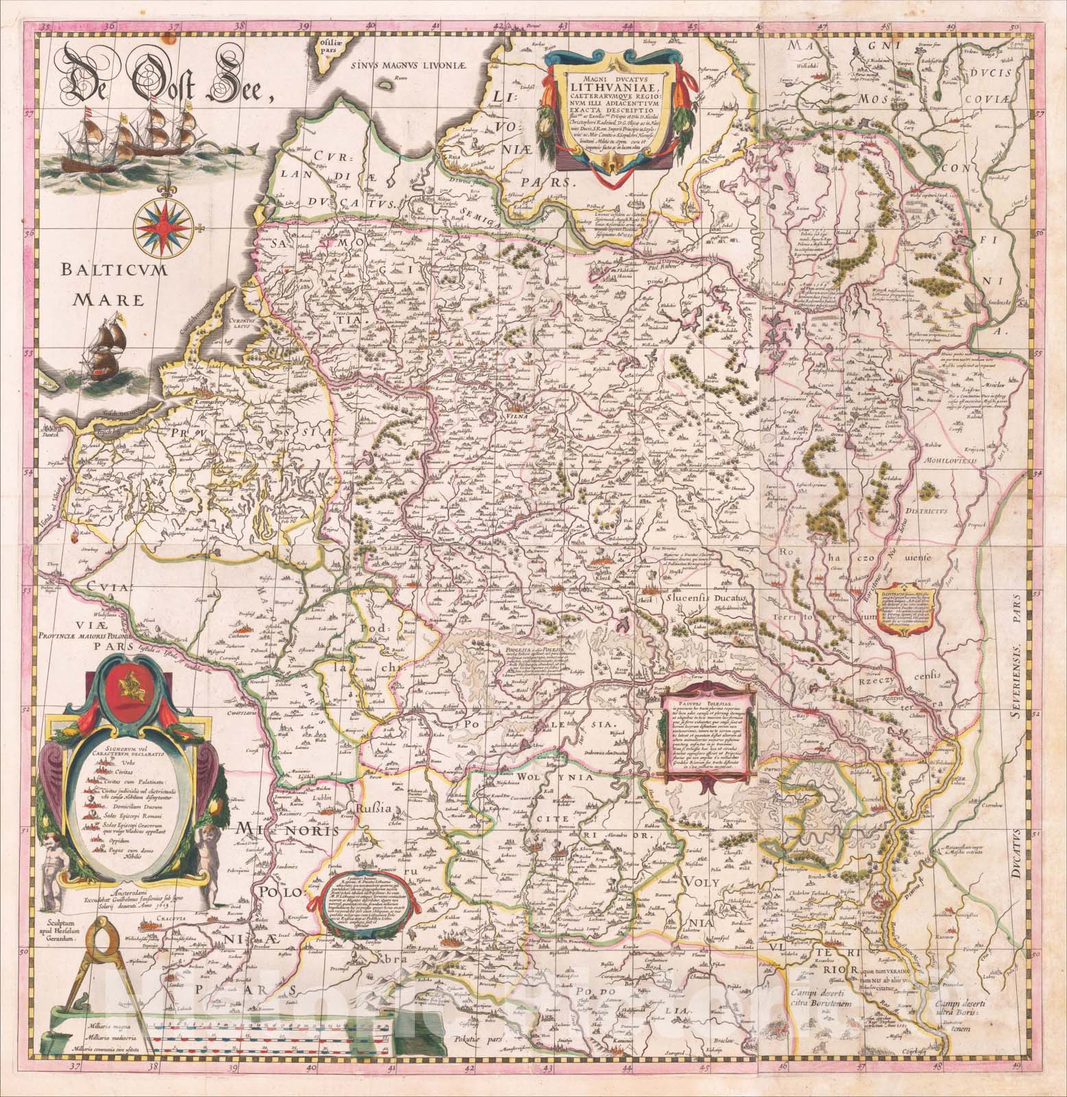 Historic Map : Magni Ducatus Lithuaniae Caeterarumque Regionum Illi Adjacentium, Anno 1613, 1613, Willem Janszoon Blaeu, Vintage Wall Art