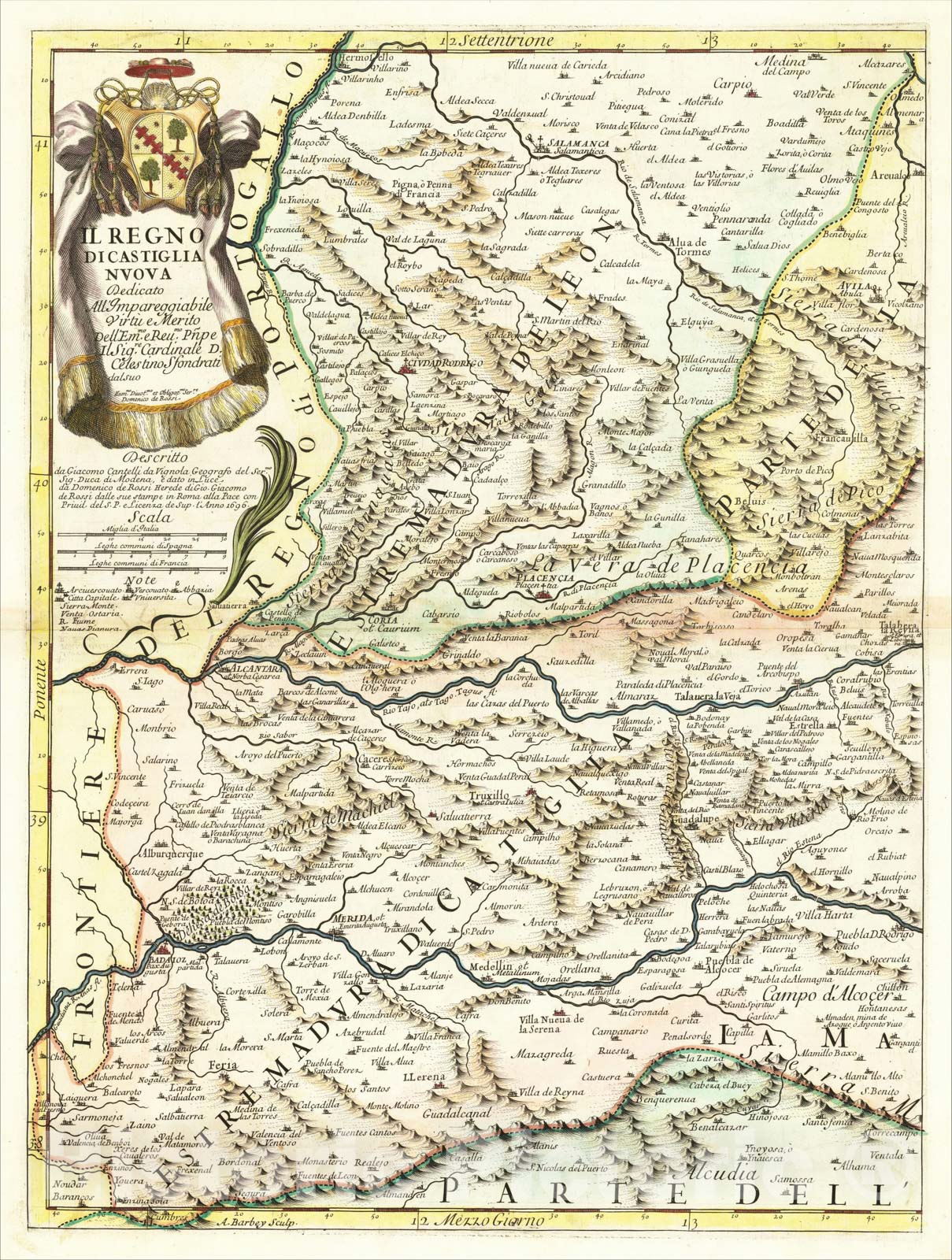 Historic Map : Il Regno di Castiglia Nuova, 1696, 1696, Giacomo Giovanni Rossi, Vintage Wall Art