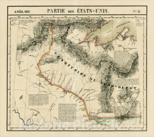 Historic Map : Amer. Sep. No. 41 Partie Des Etats Unis. [Wisconsin, Minnesota, Upper Peninsula and Iowa], 1827, , Vintage Wall Art
