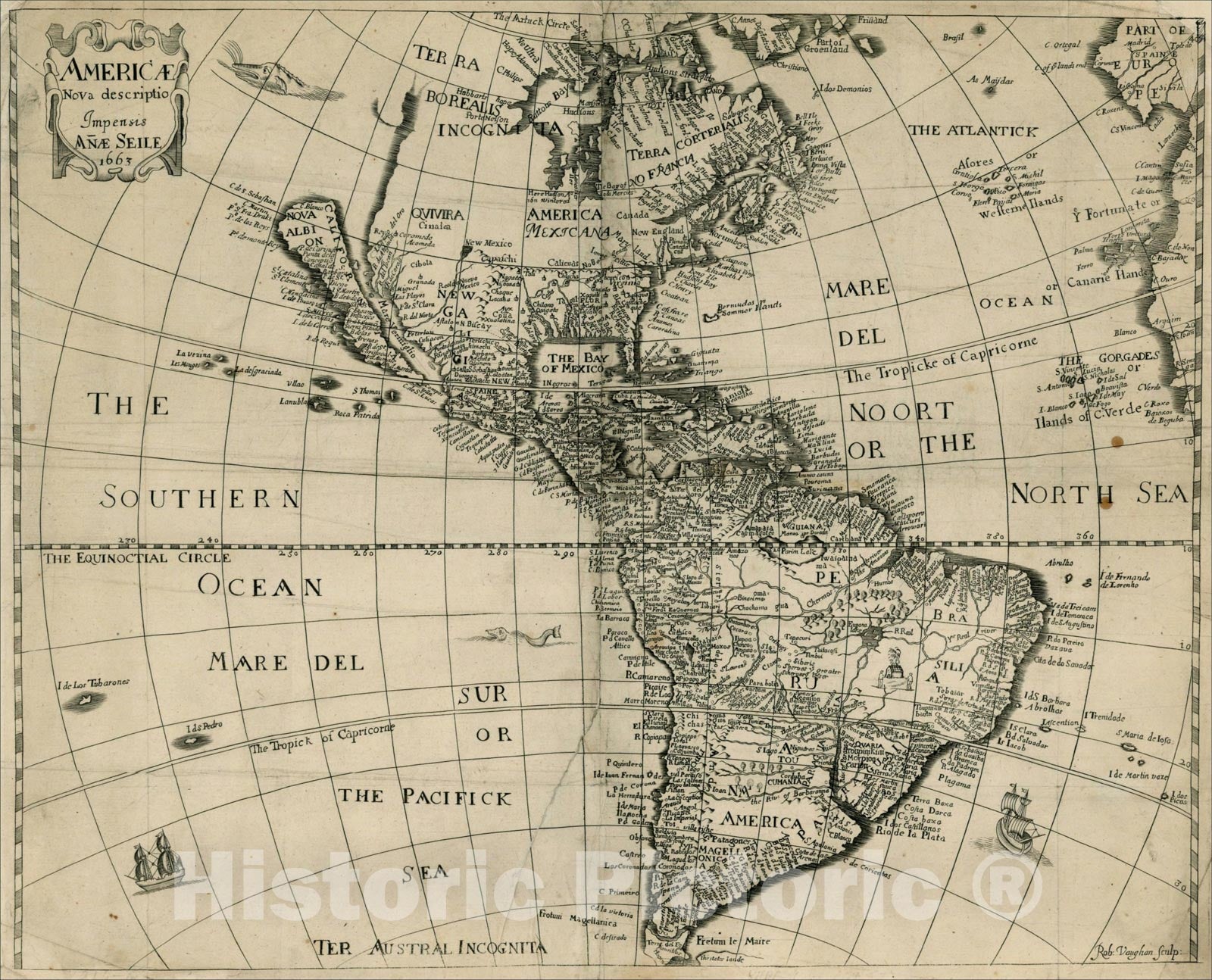 Historic Map : Americae Nova descriptio Impensis An?Seile 1663 [California as an Island], 1663, , Vintage Wall Art