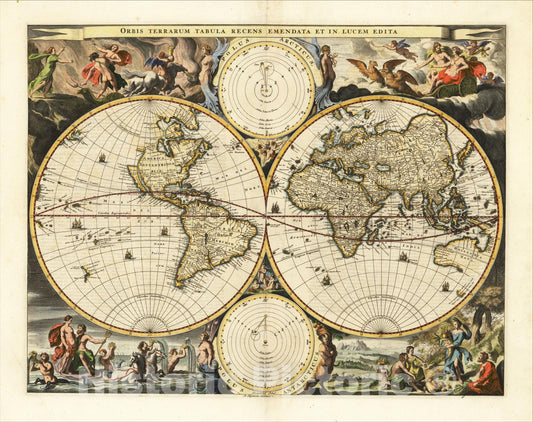Historic Map : Orbis Terrarum Tabula Recens Emendata et in Lucem Edita, 1682, Daniel Stoopendahl, Vintage Wall Art