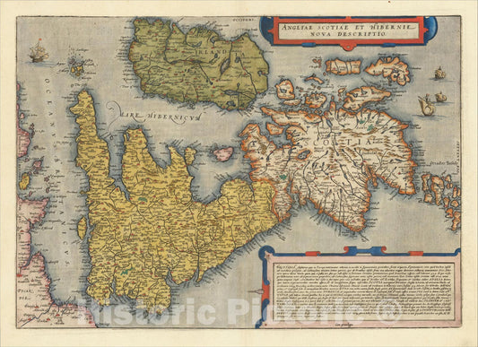 Historic Map : Angliae Scotiae et Hibernie Nova Descriptio, 1593, Cornelis de Jode, Vintage Wall Art