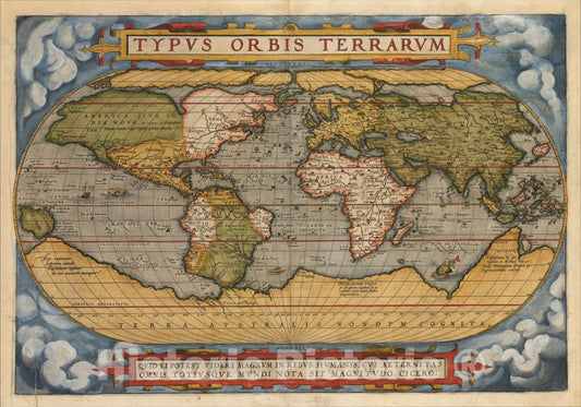 Historic Map : Typus Orbis Terrarum, 1579, Abraham Ortelius, Vintage Wall Art