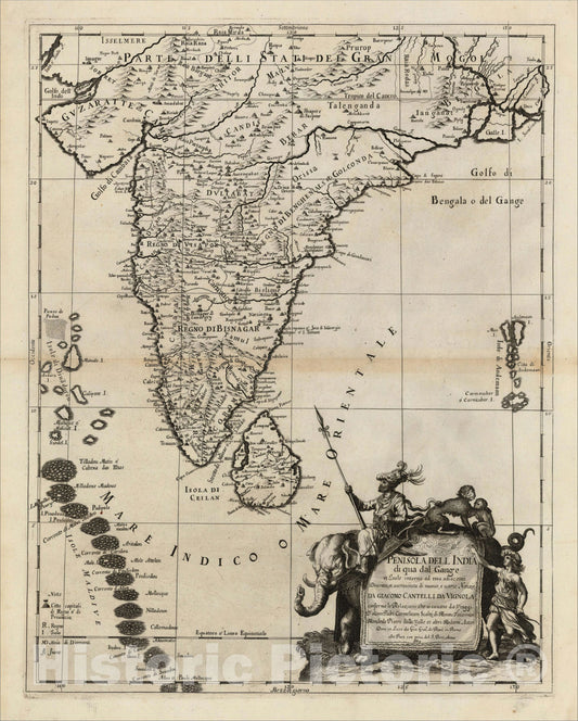 Historic Map : Penisola Dell India di qua dal Gange et Isole intorno ad essa adiacenti, 1683, 1683, , Vintage Wall Art
