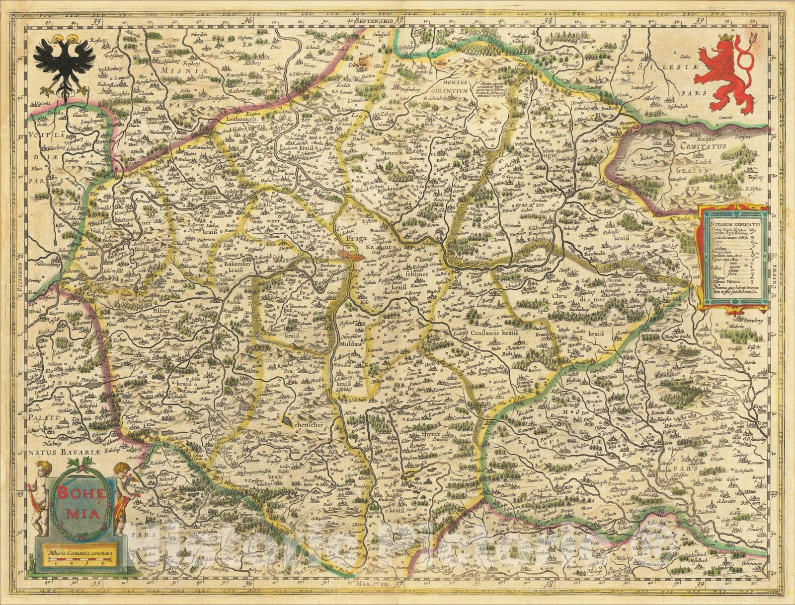 Historic Map : Bohemia, 1635, Willem Janszoon Blaeu, Vintage Wall Art