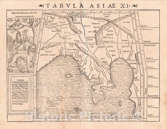 Historic Map : Tabula Asiae XI [Southeast Asia], 1542, Sebastian M?nster, Vintage Wall Art