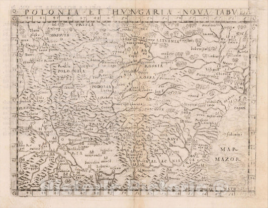 Historic Map : Polonia et Hungaria Nova Tabula, 1548, Giacomo Gastaldi, Vintage Wall Art
