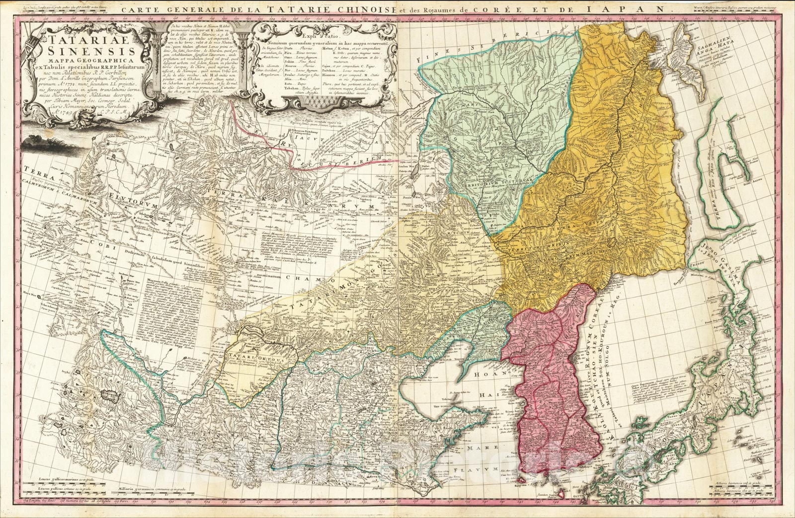 Historic Map : Tatariae Sinensis Mappa Geographica ex Tabulis secialibus R.R.P.P. Iesuitarum nec non Relationibus R.P. Gerbillon per Doom d'Anville, 1749, v2, Vintage Wall Art