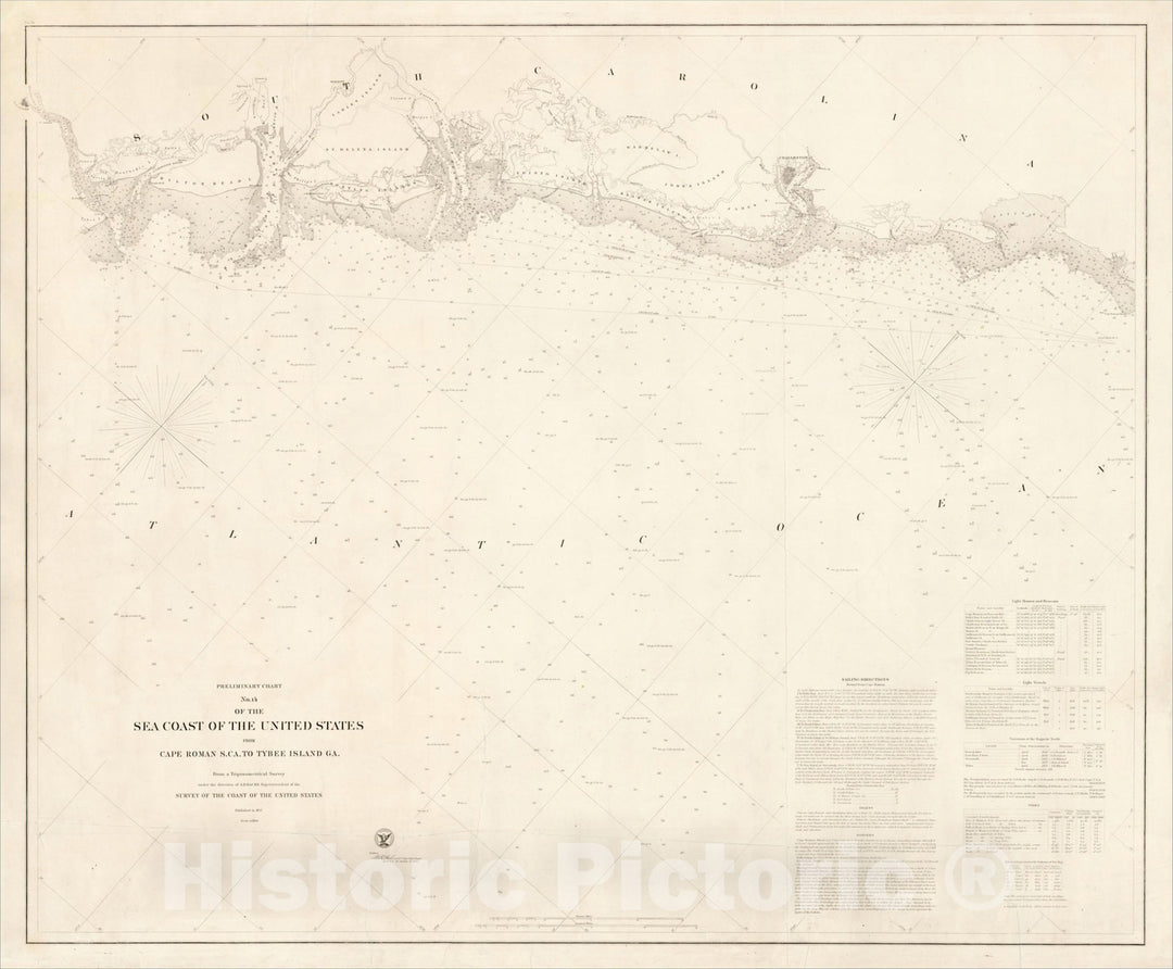 Historic Map : Preliminary Chart No, 1857, United States Coast Survey, Vintage Wall Art