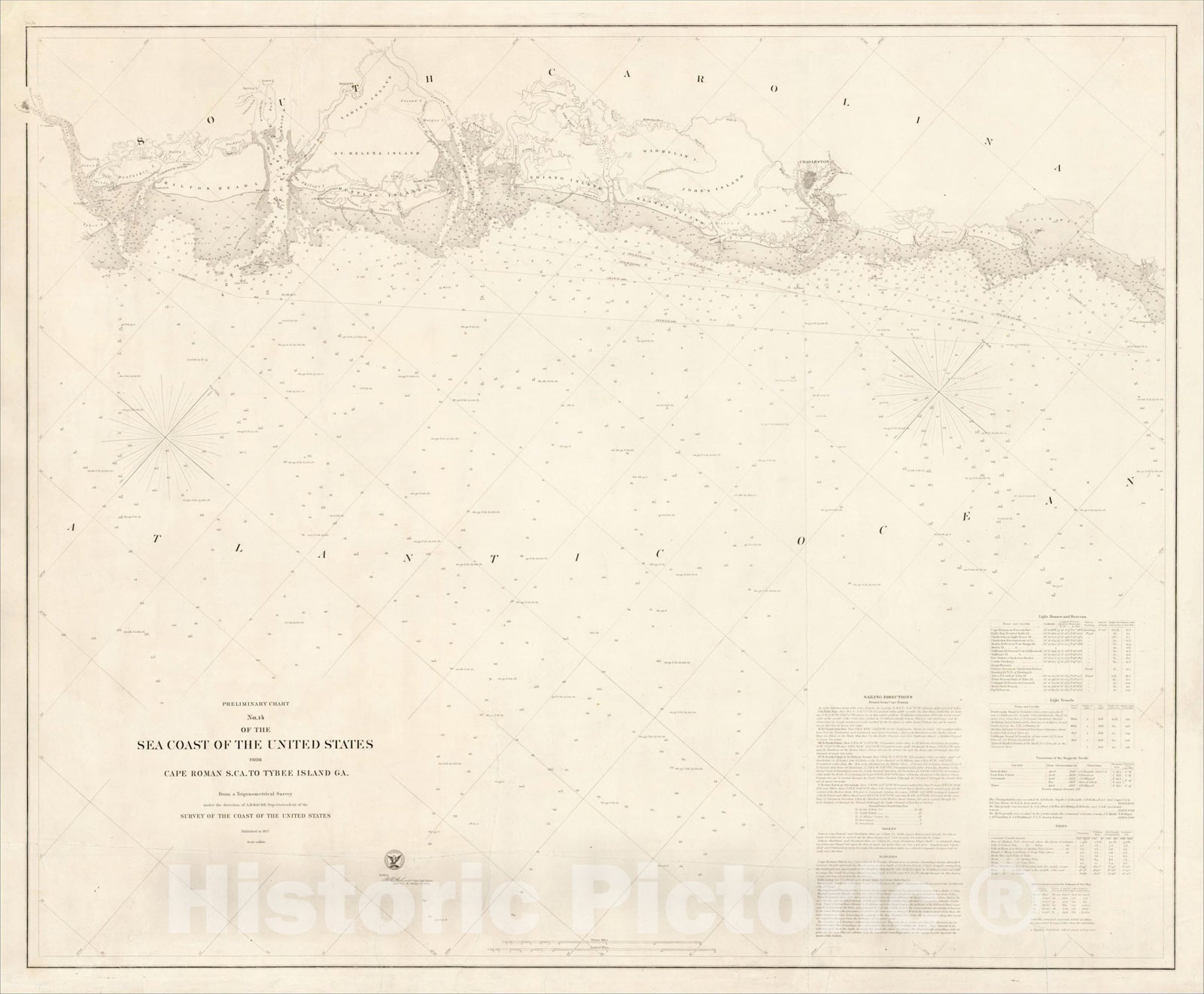 Historic Map : Preliminary Chart No, 1857, United States Coast Survey, Vintage Wall Art