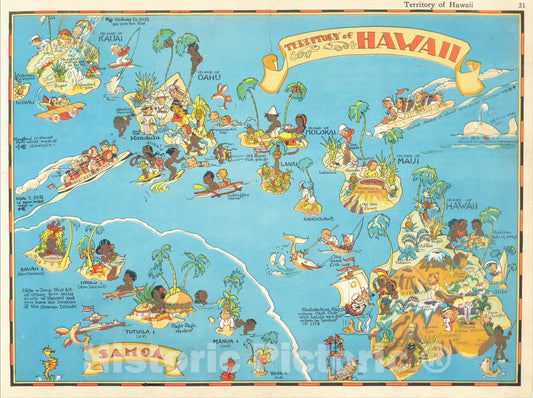 Historic Map : Territory of Hawaii, 1931, Ruth Taylor White, v3, Vintage Wall Art