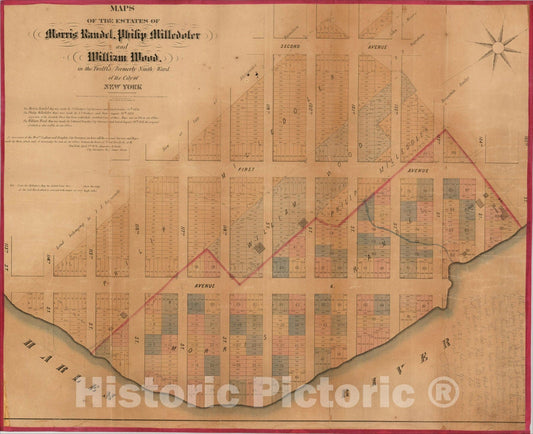Historic Map : Maps of the Estates of Morris Randel, Philip Milledoler and William Wood. in the Twelfth (formerly Ninth) Ward of the City of New York, 1874, , Vintage Wall Art