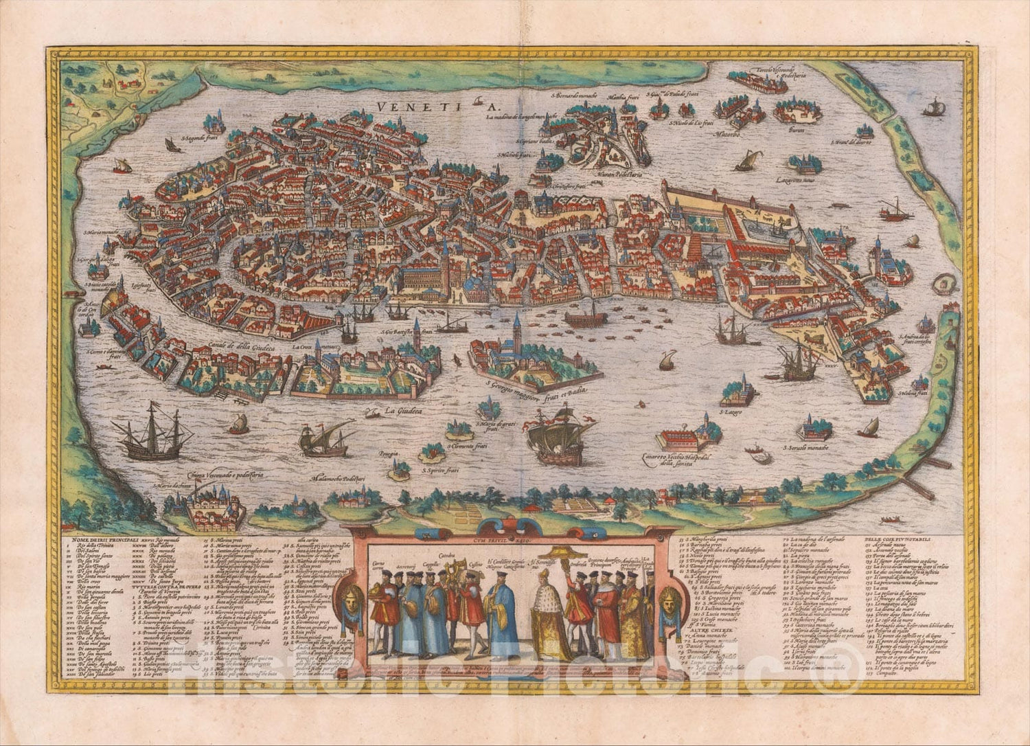 Historic Map : Venetia, 1572, Georg Braun, v3, Vintage Wall Art