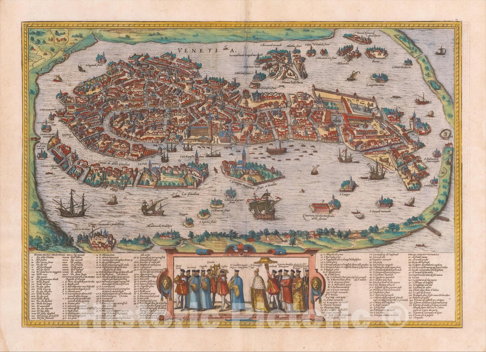 Historic Map : Venetia, 1572, Georg Braun, v3, Vintage Wall Art