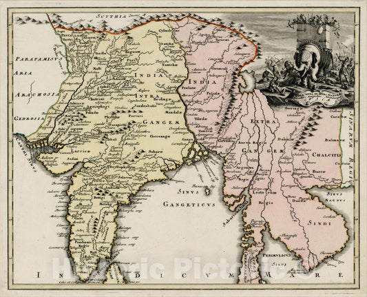 Historic Map : India Intra et Extra Gangem , c1720, , Vintage Wall Art
