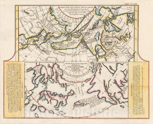 Historic Map : Carte Des Nouvelles Decouvertes dresseee par Phil, c1772, , Vintage Wall Art