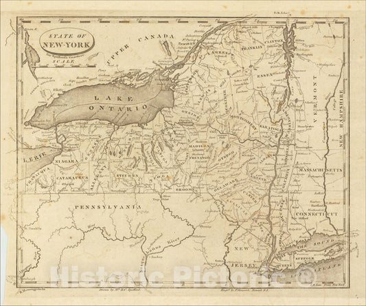Historic Map : State of New York, 1813, Peter Maverick, Vintage Wall Art