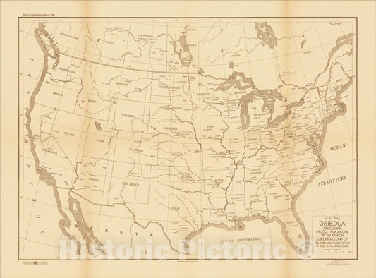 Historic Map : The Towns and Villages Settled By Poles in the United States, 1930, Franciszek Bolek, Vintage Wall Art