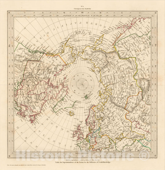 Historic Map : Circumjacent the North Pole, 1831, , Vintage Wall Art