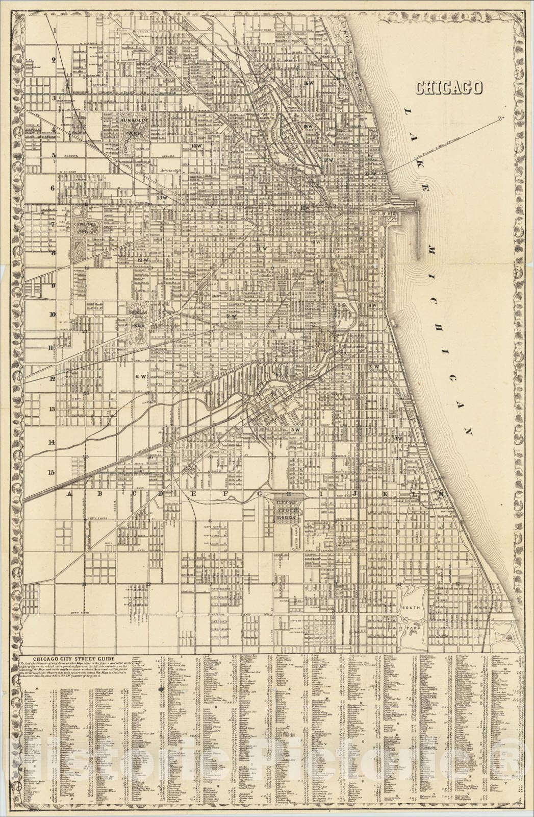 Historic Map : Chicago, 1878, Samuel Augustus Mitchell Jr., Vintage Wall Art