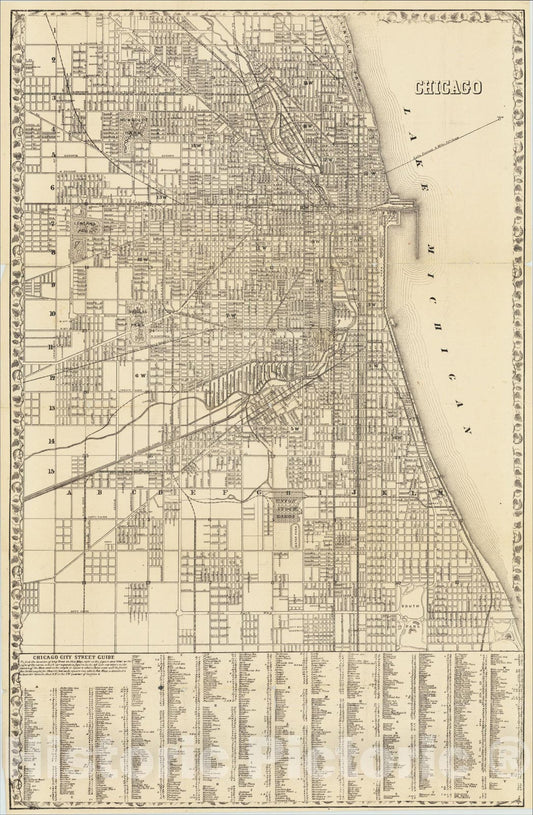 Historic Map : Chicago, 1878, Samuel Augustus Mitchell Jr., Vintage Wall Art