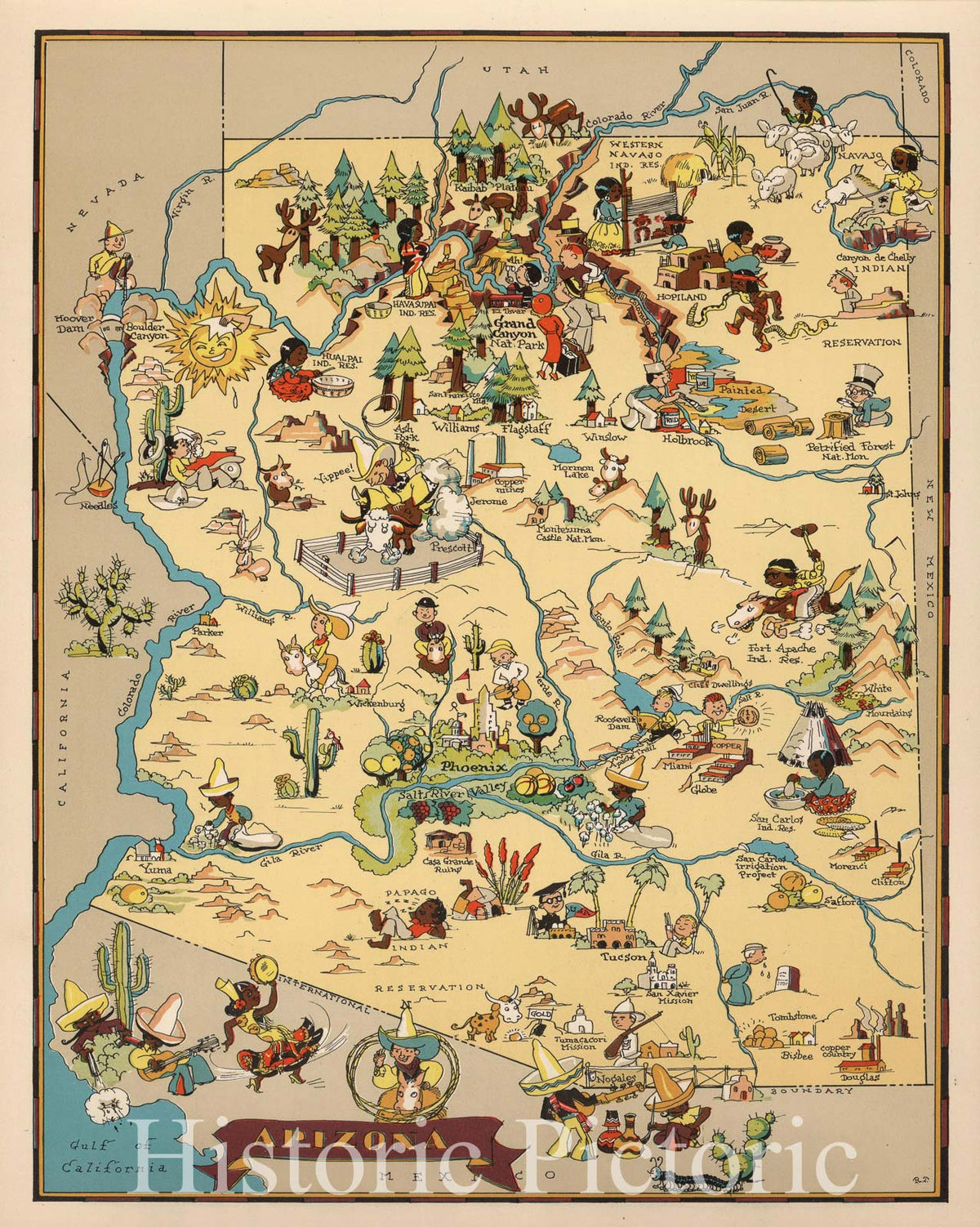 Arizona - Pictorial Map, 1935 | Historical Map Reproduction