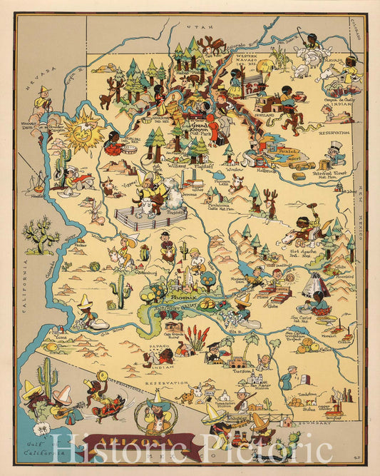 Arizona - Pictorial Map, 1935 | Historical Map Reproduction