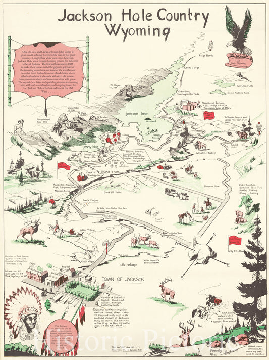 Historic Map : Jackson Hole Country Wyoming, 1956, Hopkinson, Vintage Wall Art
