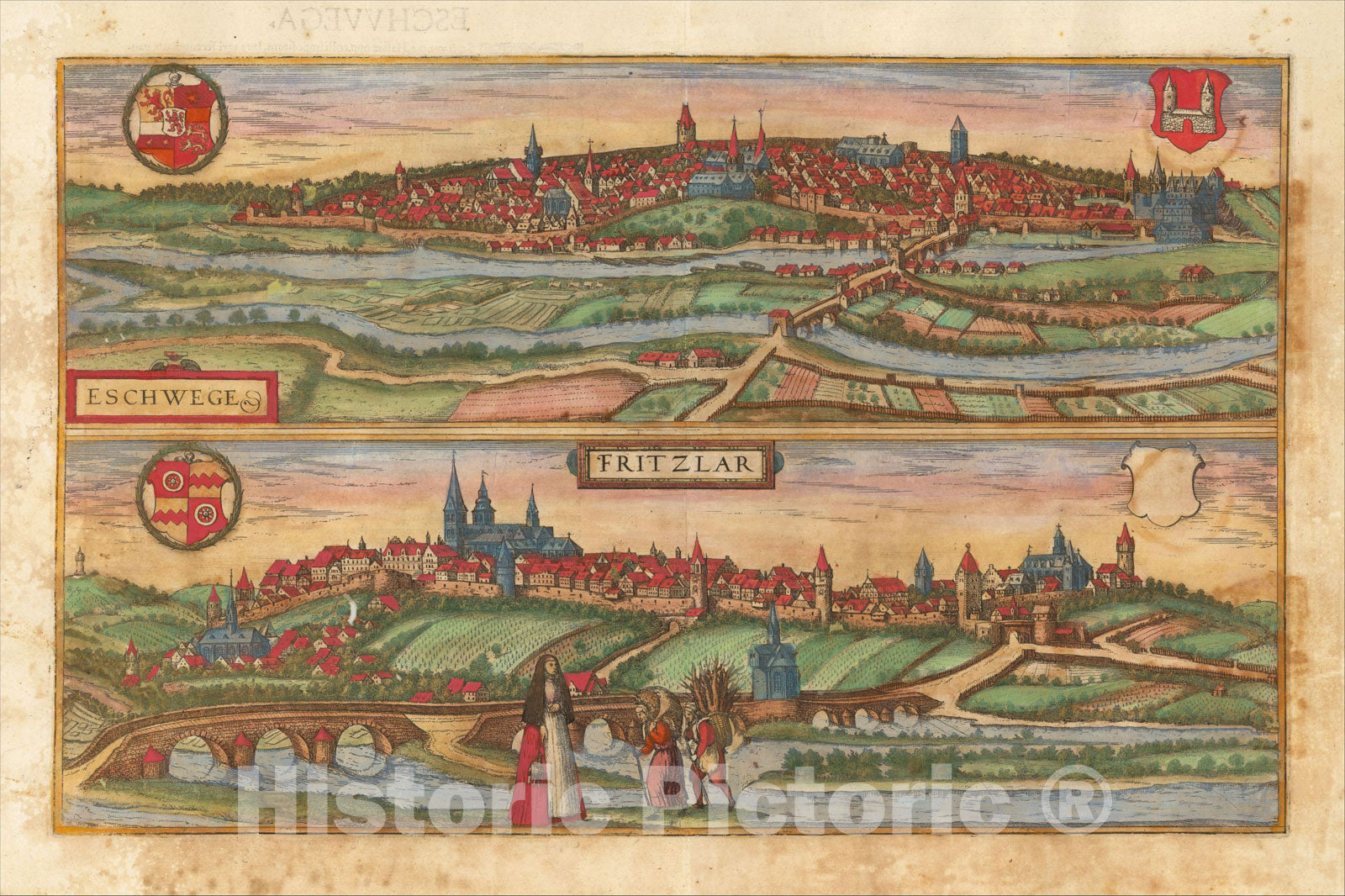Historic Map : Eschwege with Fritzlar, c1575, , Vintage Wall Art