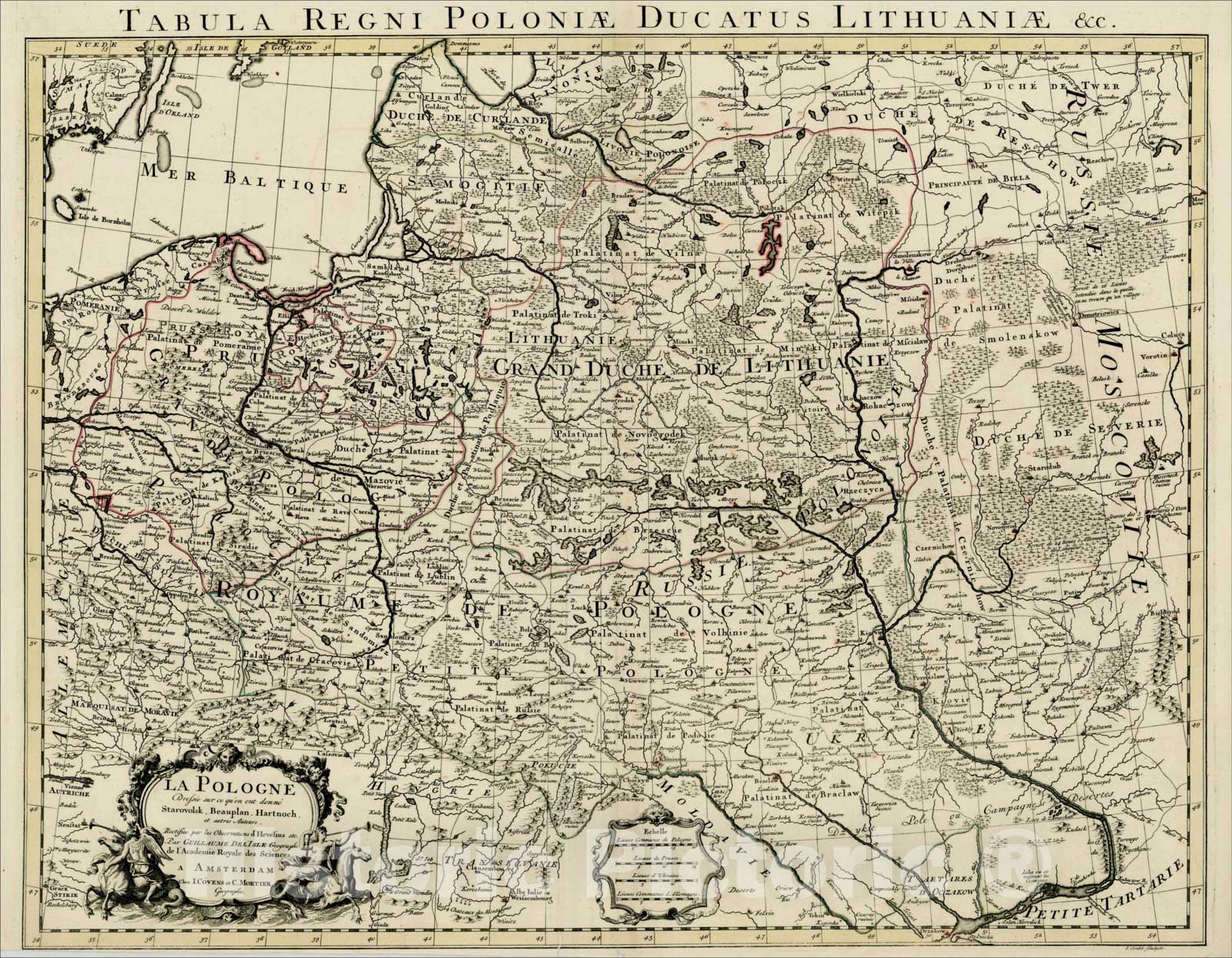 Historic Map : Tabula Regni Poloniae Ducatus Lithuaniae &c., c1730, Johannes Covens, Vintage Wall Art