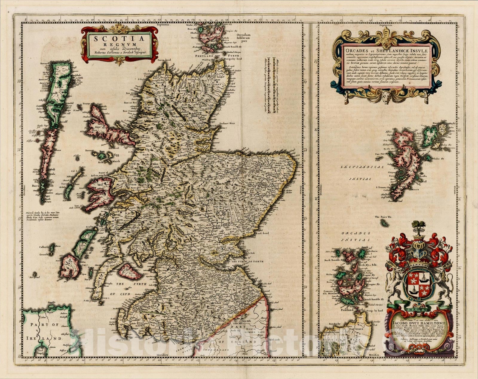 Historic Map : Scotia Regnum cum insulis adjcentibus Robertus Gordonius a Straloch descripsit, c1655, , Vintage Wall Art