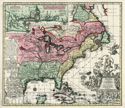 Historic Map : Accurata delineatio celeberrimae Regionis Ludovicianae vel Gallice Louisiane ol, c1720, Matthaus Seutter, Vintage Wall Art