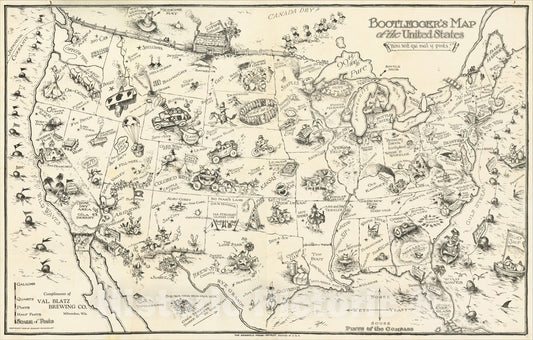 Historic Map : Bootlegger's Map of the United States . . ., 1926, Edward Gerstell McCandlish, v2, Vintage Wall Art