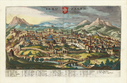 Historic Map : Ierusalem, c1638, Matheus Merian, Vintage Wall Art