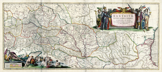 Historic Map : Danubius Fluvius Europae Maximus A Fontibus Ad Ostia, c1688, , Vintage Wall Art
