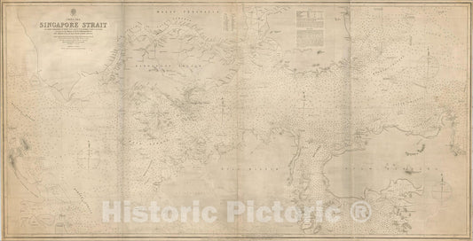 Historic Map : Singapore Strait, 1865, British Admiralty, Vintage Wall Art